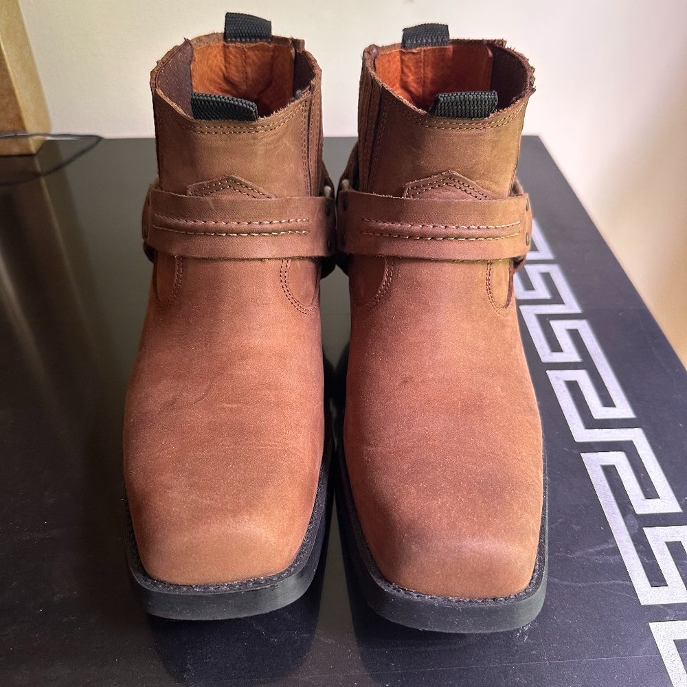 Ankle Leather Harness Cowboy Boots